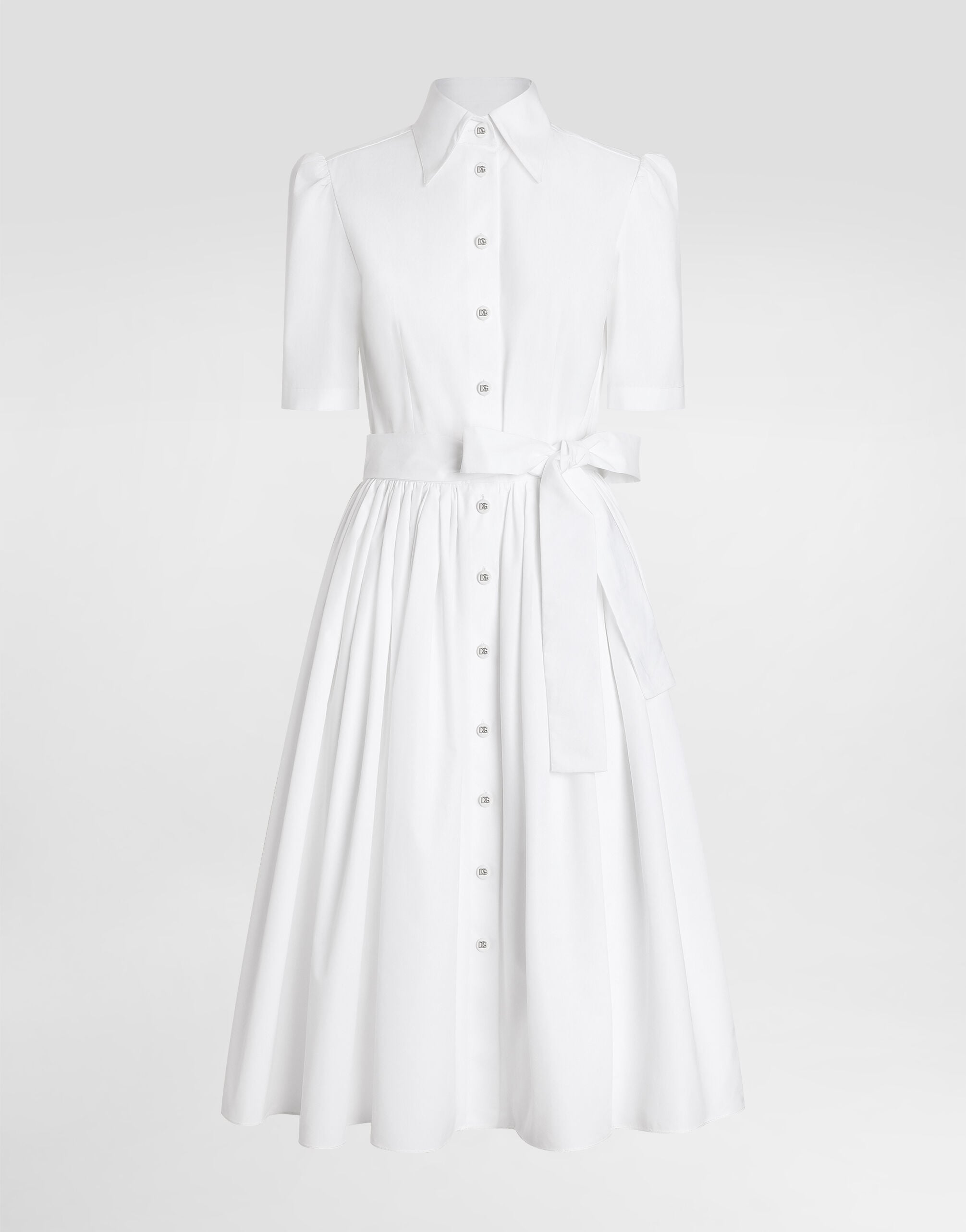 Dolce & Gabbana ホワイト シャツドレス Cotton calf-length shirt dress in White for Women | Dolce&Gabbana®