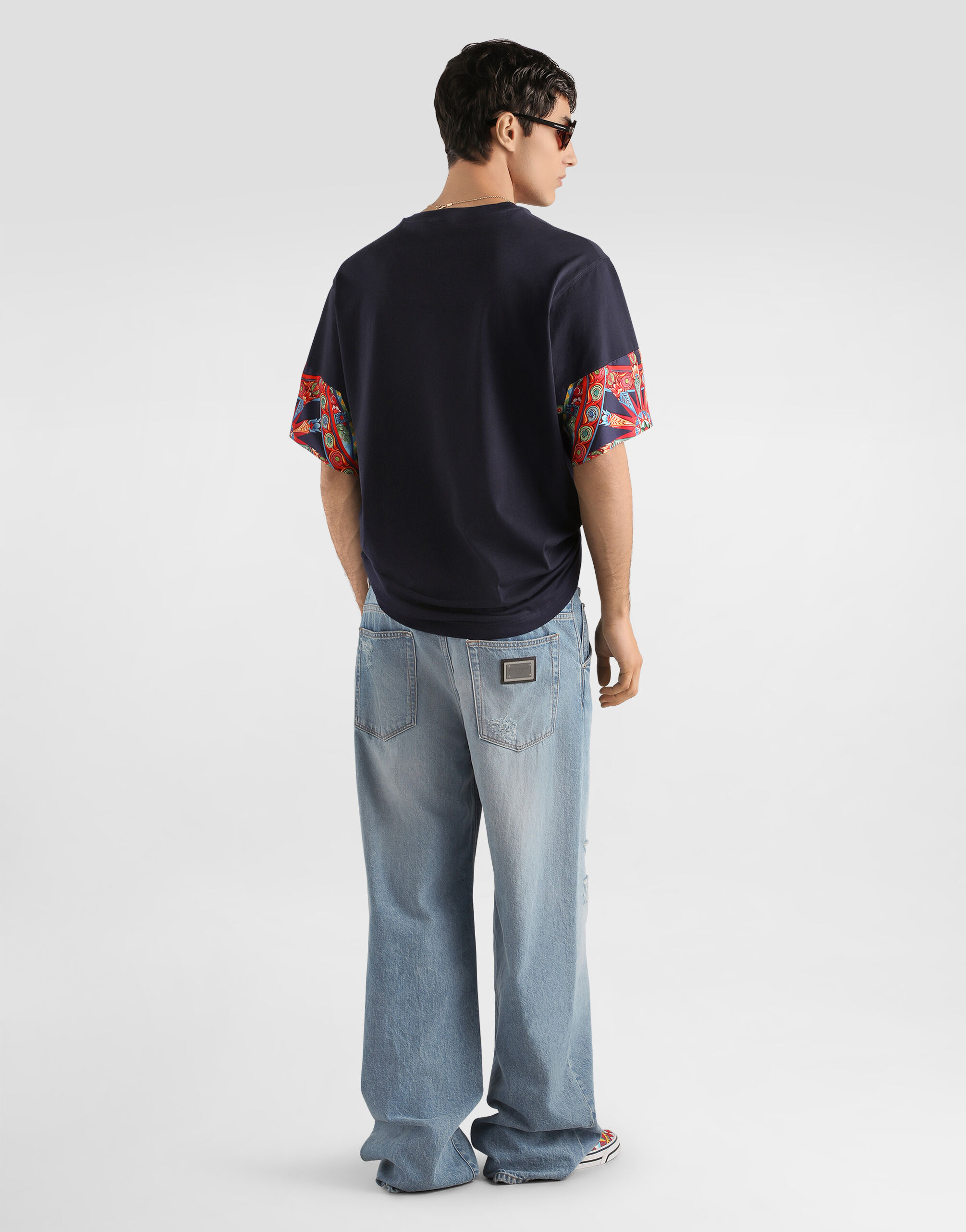 Carretto-print linen bermuda in Multicolor for Men | Dolce&Gabbana® US