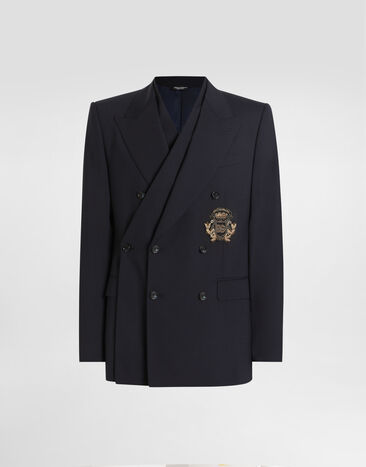 Dolce & Gabbana 羊毛帆布 Sicilia 双排扣夹克 蓝 G2VE2ZFUBF2