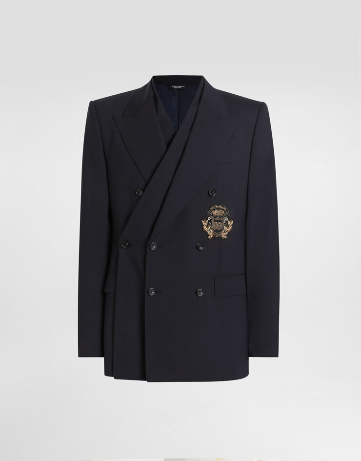 Dolce & Gabbana 羊毛帆布 Sicilia 双排扣夹克 蓝 G2VE2ZFUBF2