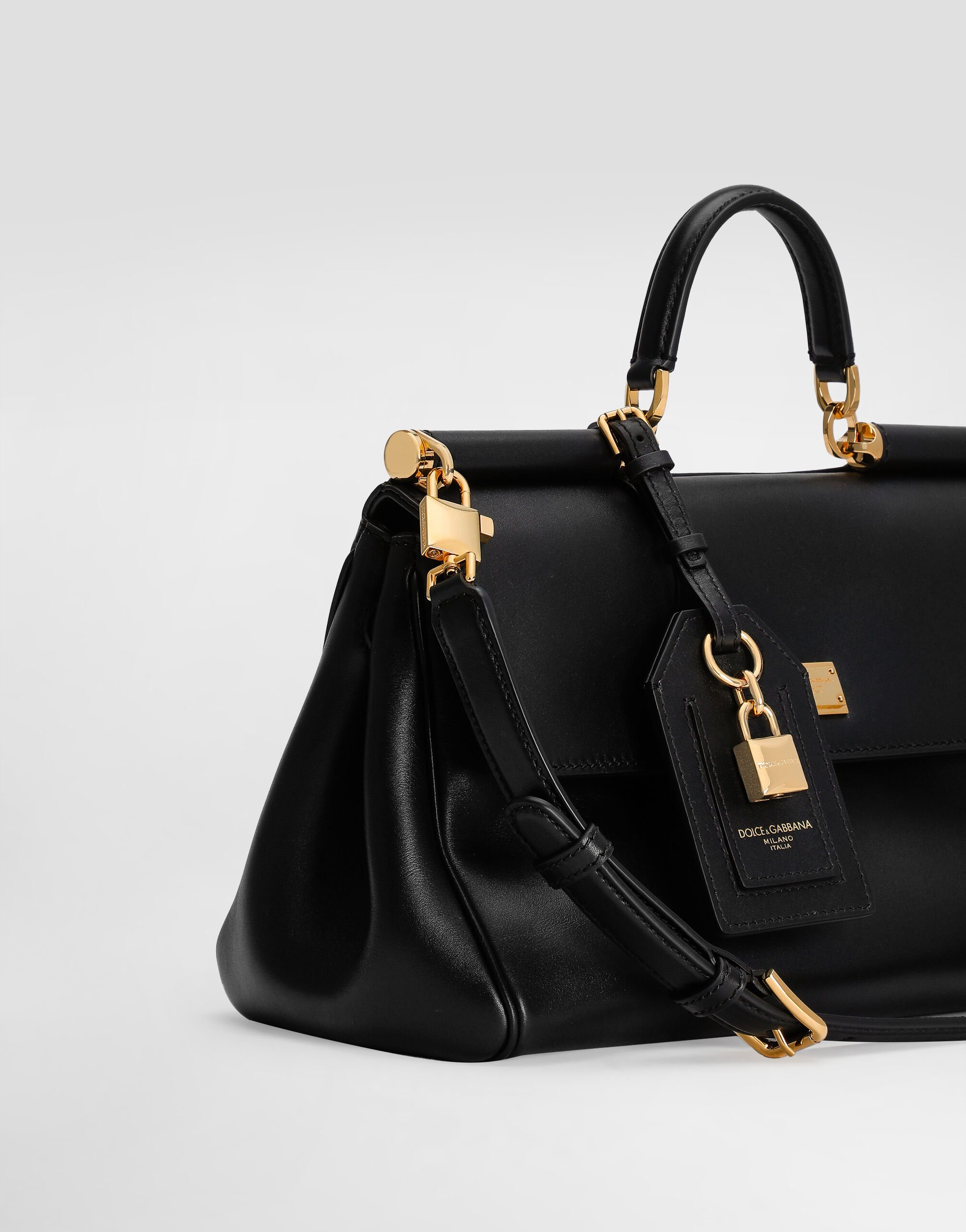 国内発 Dolce & Gabbana ロゴブラックレザーハンドバッグ Black bags for women: handbags, tote | Dolce&Gabbana®