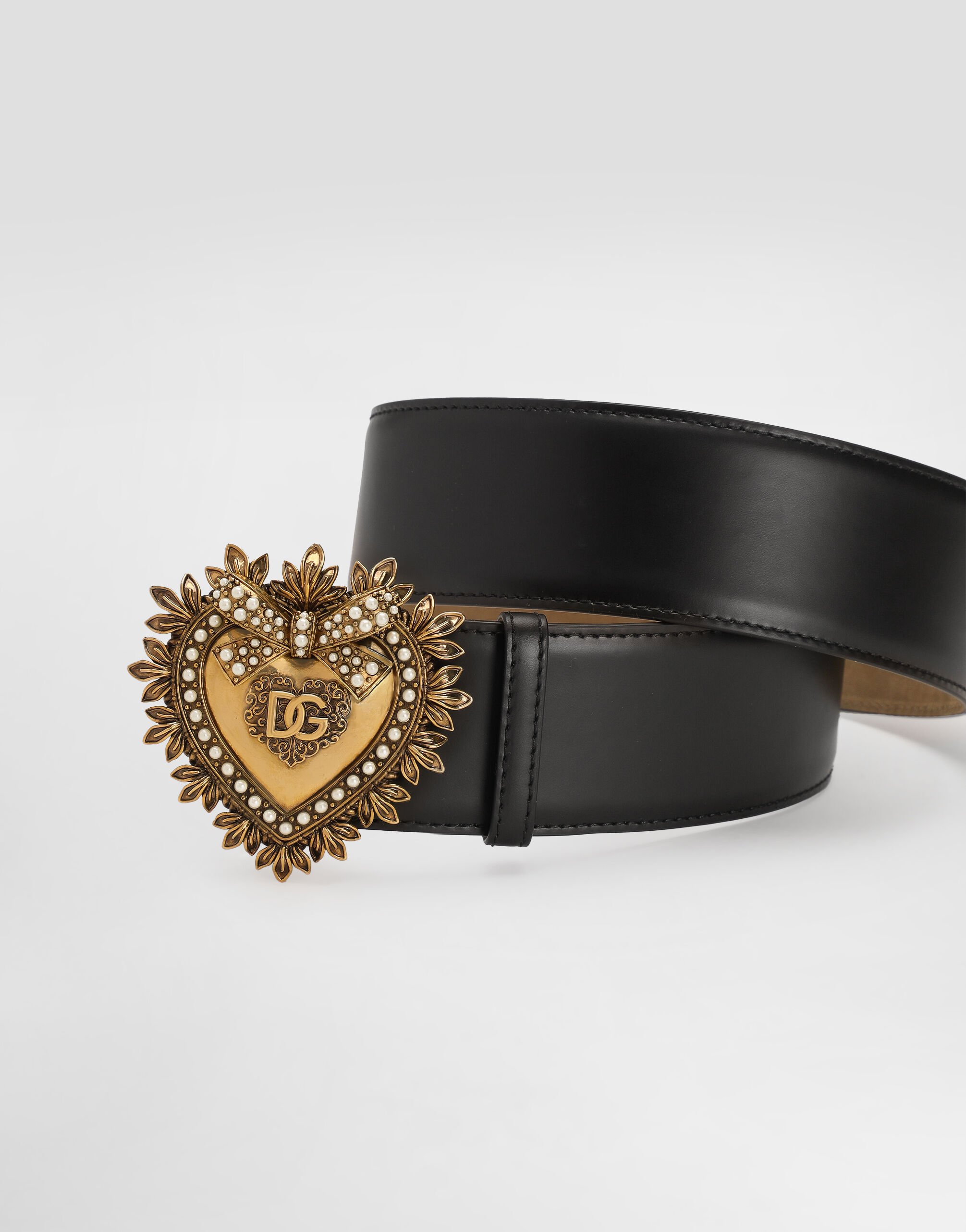 【送料&関税込】Dolce & Gabbana Devotion Belt Devotion belt in lux leather in Black for Women