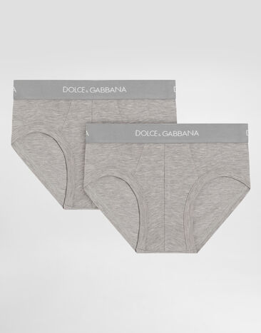 Dolce & Gabbana Jersey briefs two-pack with branded elastic Grey L4J700ON00G