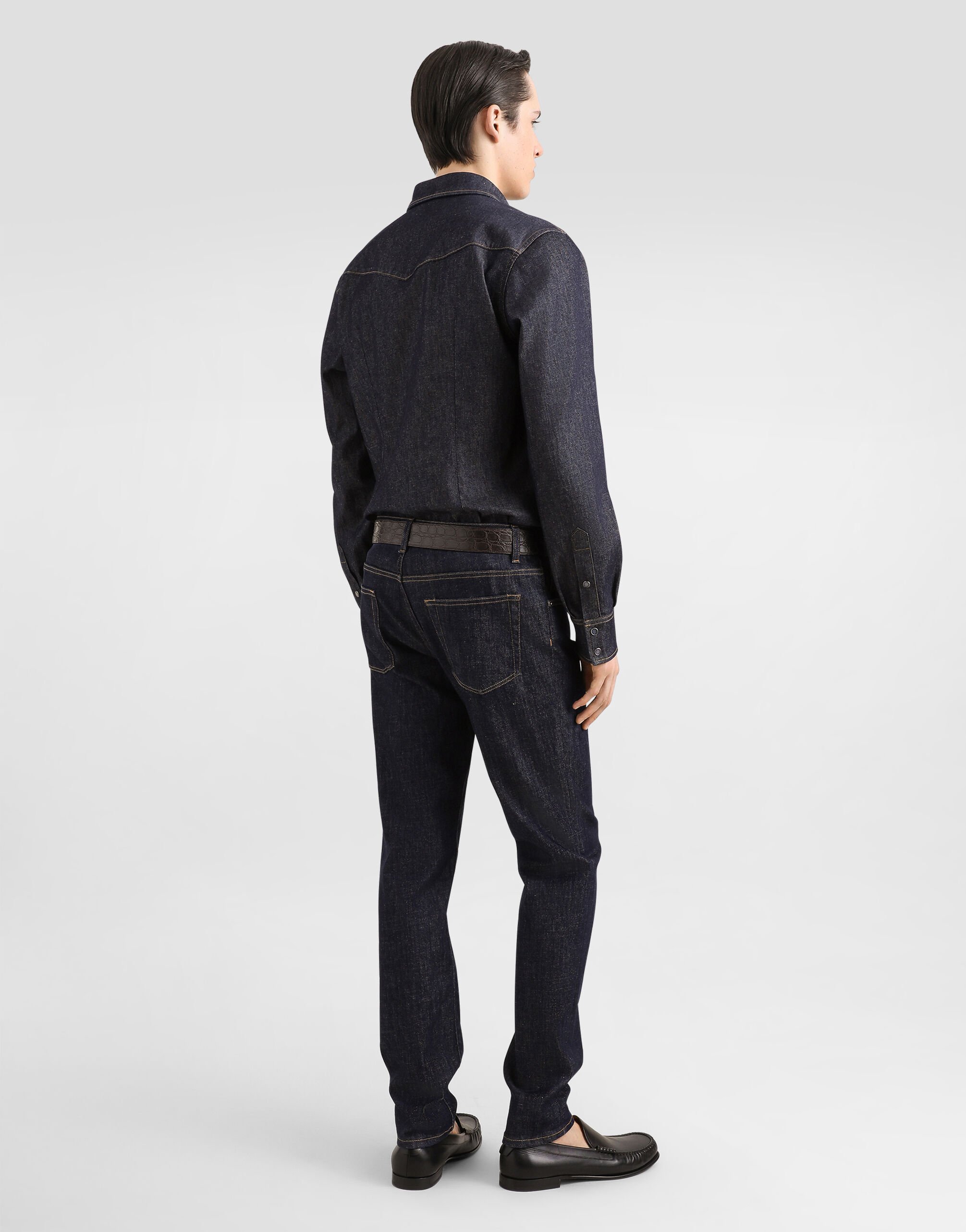 Slim-fit stretch cotton jeans with patch in Multicolor for Men |  Dolce&Gabbana®