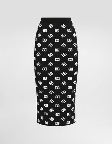 Dolce & Gabbana Gonna tubino in viscosa logo DG jacquard Stampa FXO02TJAIK3
