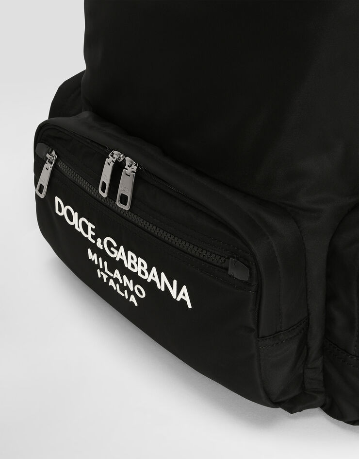 Dolce & Gabbana Nylon backpack with rubberized logo Black BM2197AG182