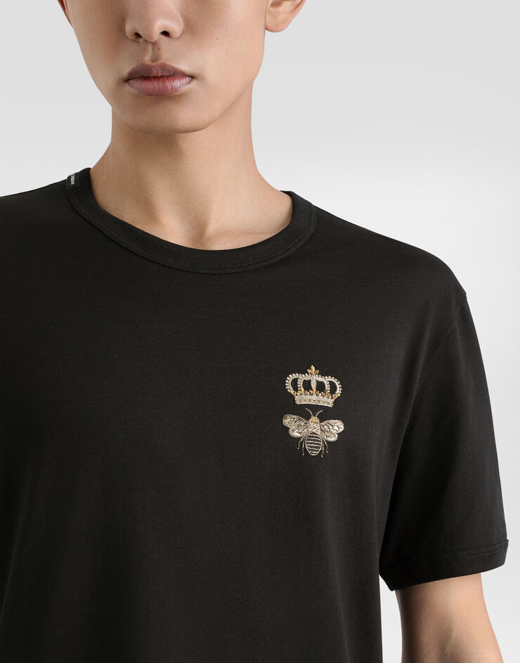 Dolce & Gabbana T-Shirt aus Baumwolle mit Stickerei Mehrfarbig G8PV1ZG7WUQ