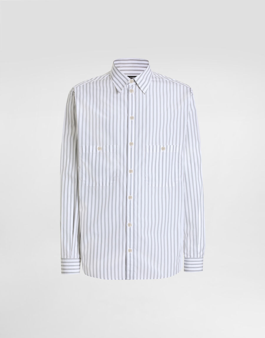 Striped poplin martini shirt