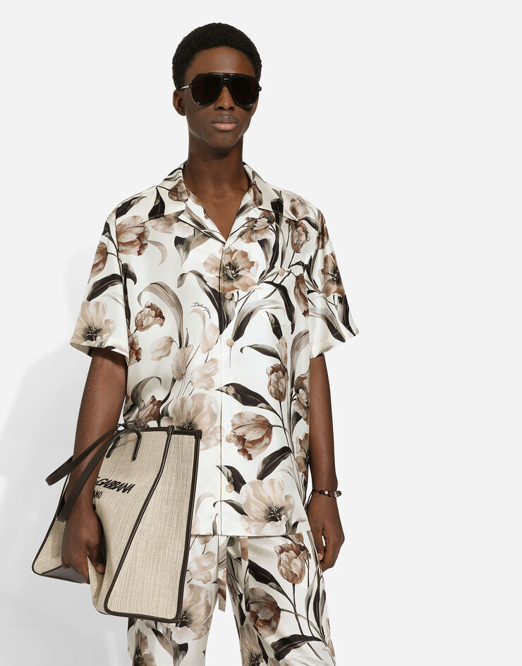 Dolce & Gabbana قميص هاواي حرير بطبعة توليب مطبعة G5JH9TIS1UW