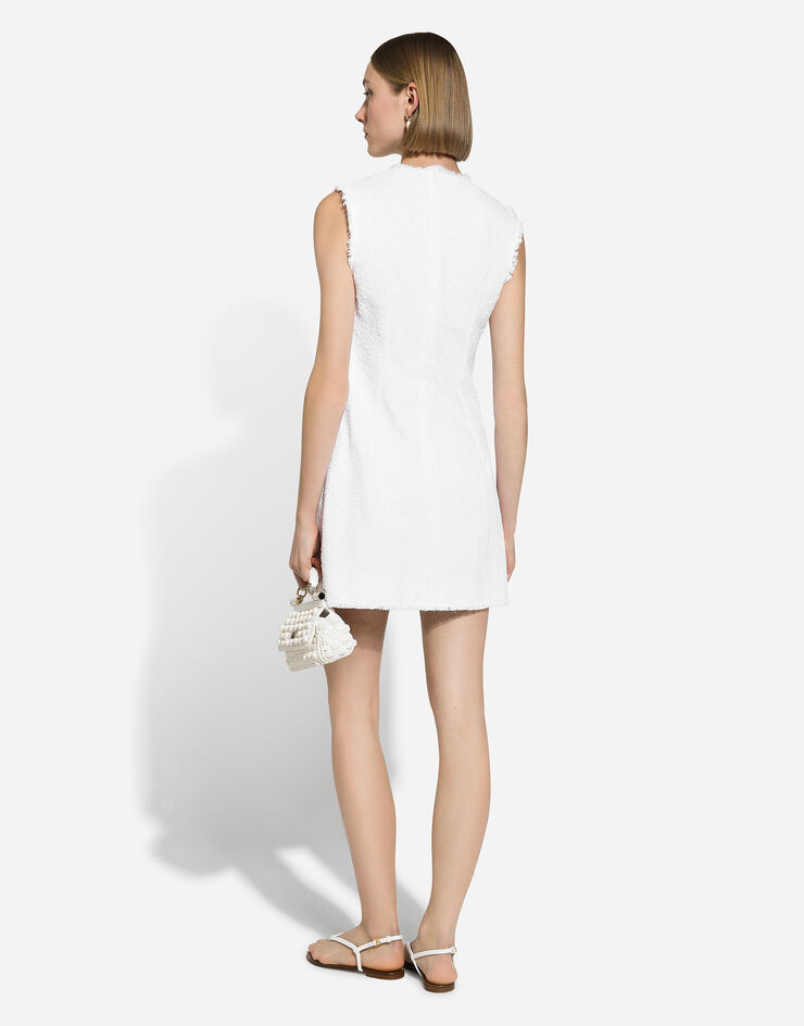 Dolce & Gabbana Short cotton raschel tweed dress White F6JKDTHUMT9