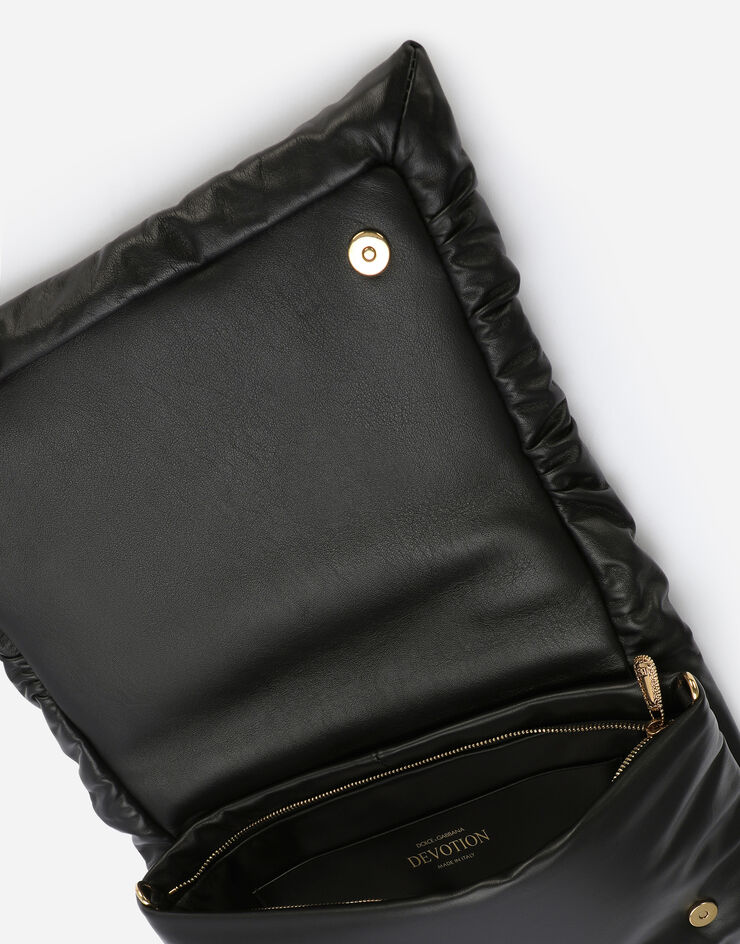 Dolce&Gabbana حقيبة ديفوشن لينة متوسطة من جلد عجل أسود BB7349AK274