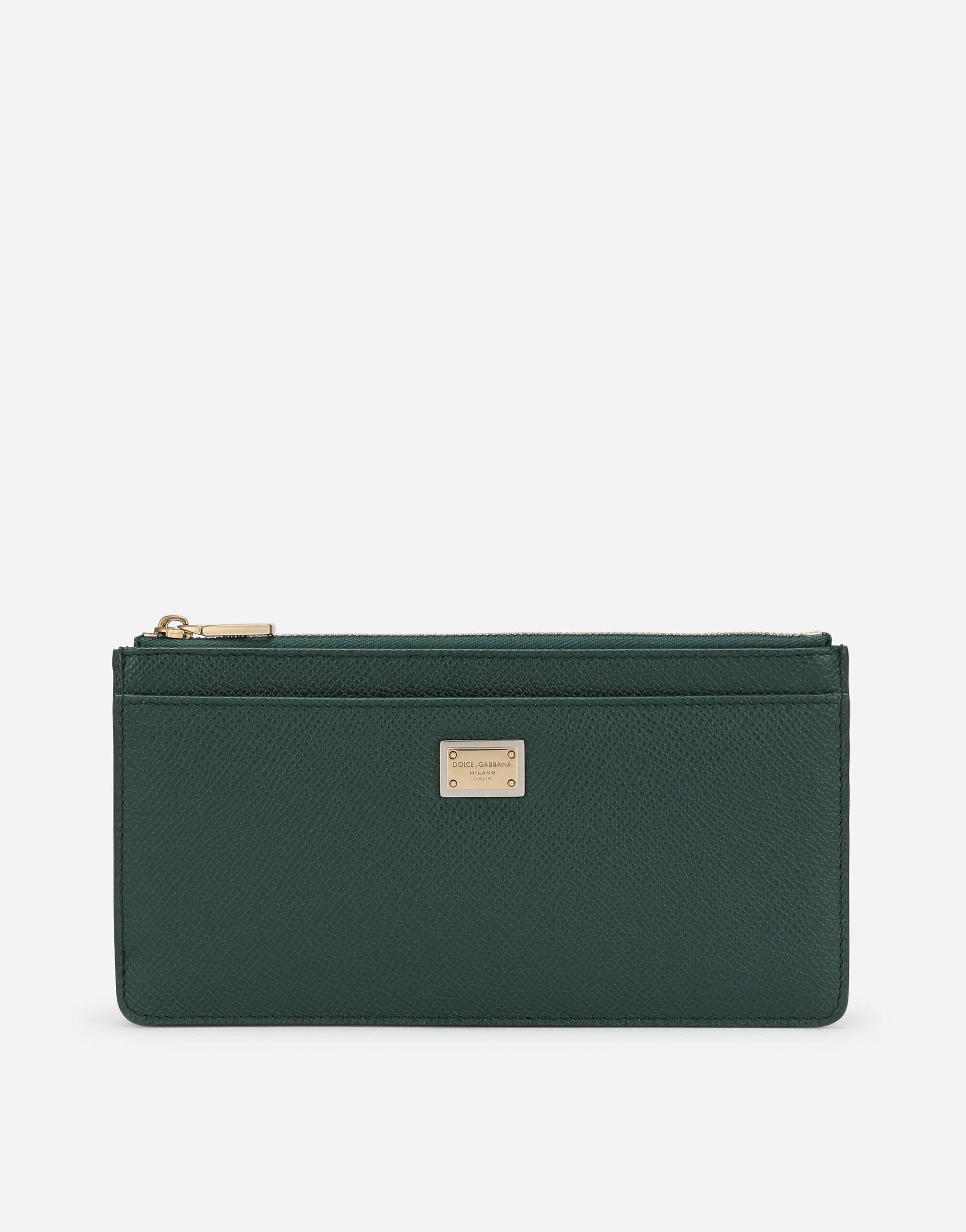 Tarjetero grande en piel de becerro Dauphine en Verde de Mujer Dolce Gabbana