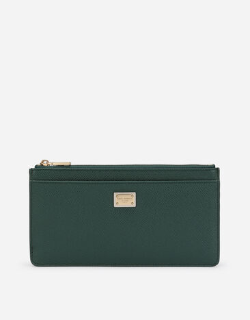 Dolce & Gabbana Tarjetero grande en piel de becerro Dauphine Verde BI1265A1001