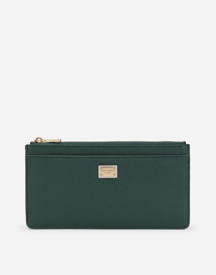 Dolce & Gabbana Portacarte grande in pelle di vitello dauphine Verde BI1265A1001