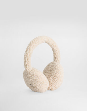 Dolce & Gabbana Fur-like earmuffs with DG logo White LB7A36FUP7K