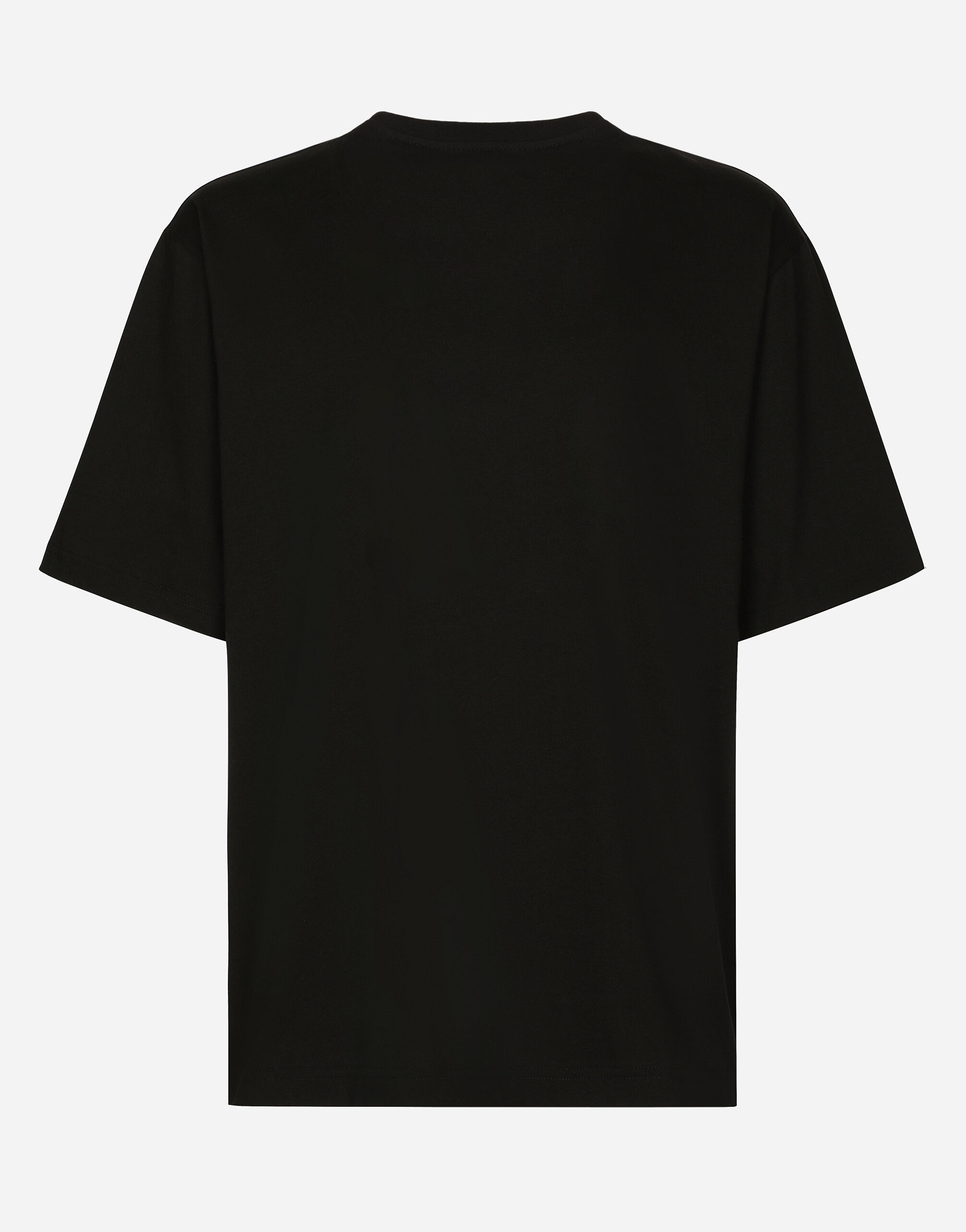 Cotton round neck T shirt with DG patch in Black for