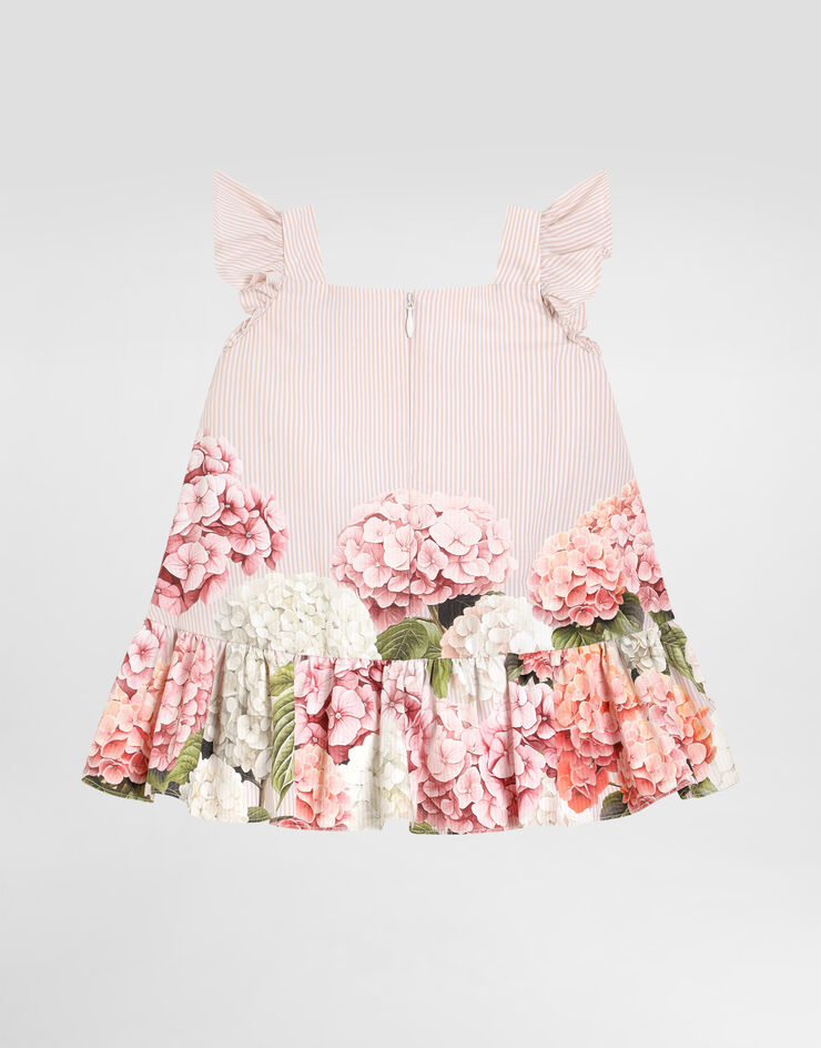 Dolce & Gabbana Hydrangea-print striped canvas dress Multicolor L24DN6FI5NR