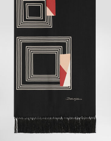 Dolce & Gabbana Schal aus Twill mit Vintage-Print Black GQ386EG0WWW