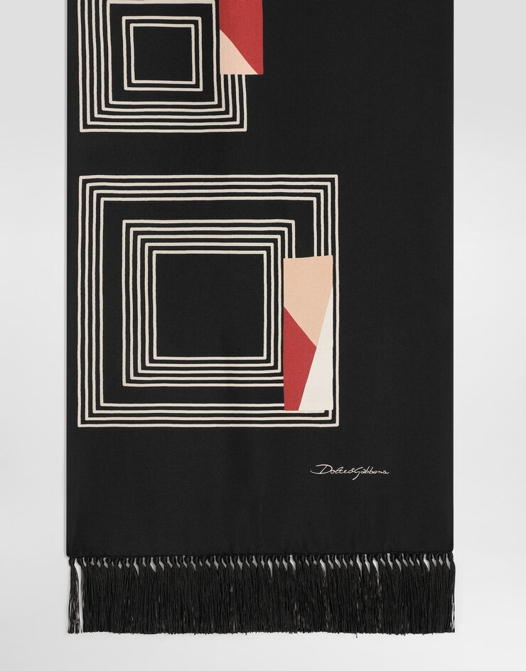 Dolce & Gabbana Vintage-print twill scarf Black GQ386EG0WWW