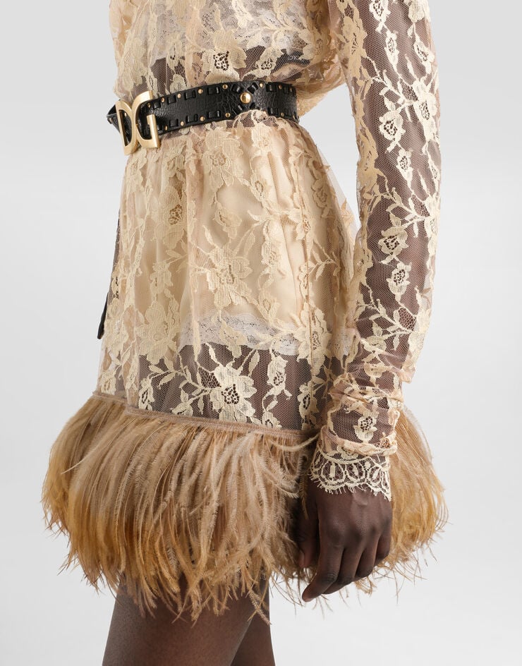 Dolce & Gabbana Floral chantilly lace dress Dolce & Gabbana Floral chantilly lace dress Beige F60HNZILMCM