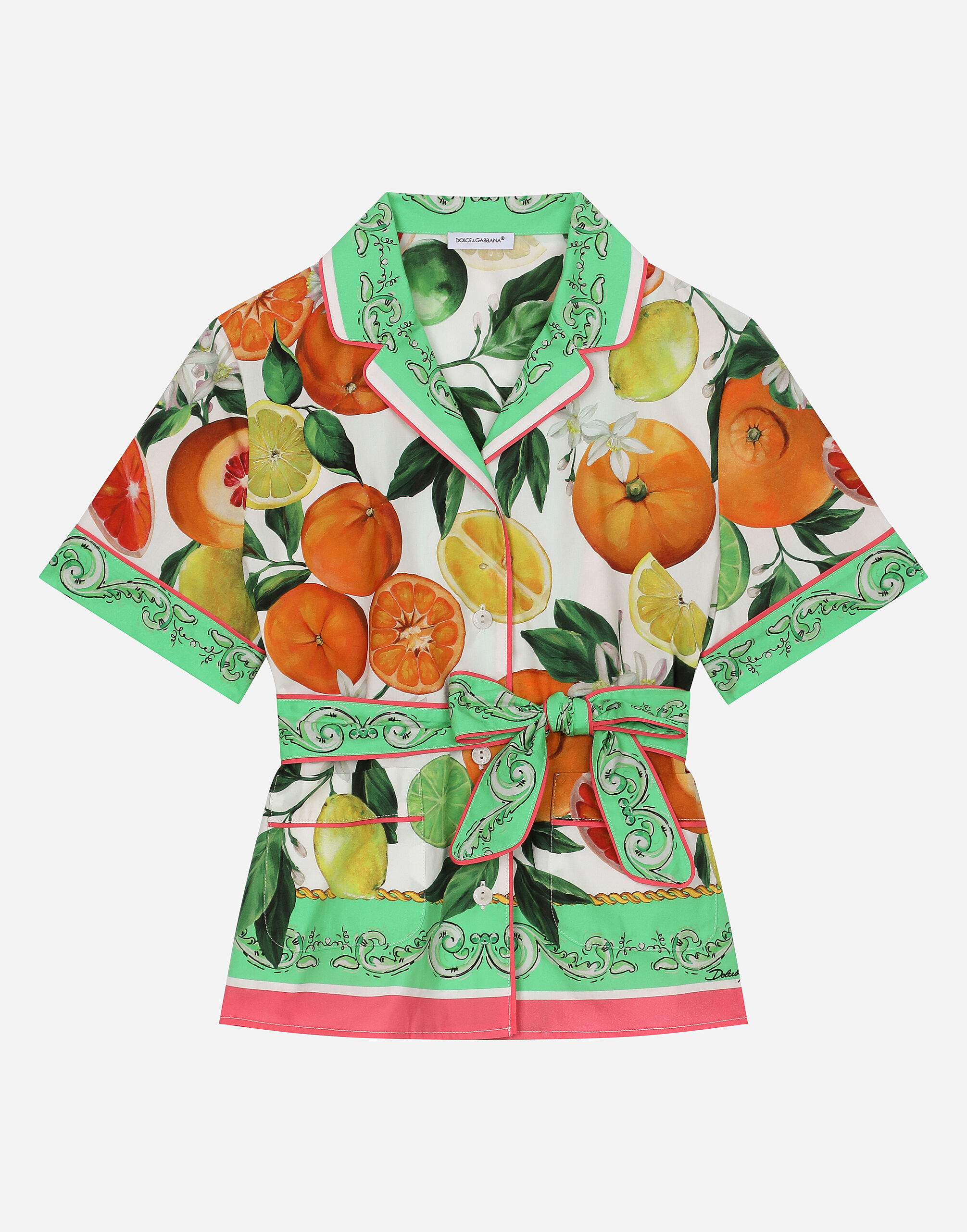 Dolce & Gabbana Bluse aus Popeline mit Orangen- und Zitronenprint Drucken L5JN79FSG79