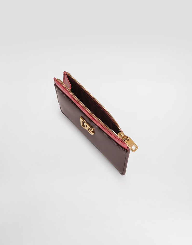 Dolce & Gabbana Tarjetero en piel de becerro con logotipo DG Burdeos BI1261A9M75