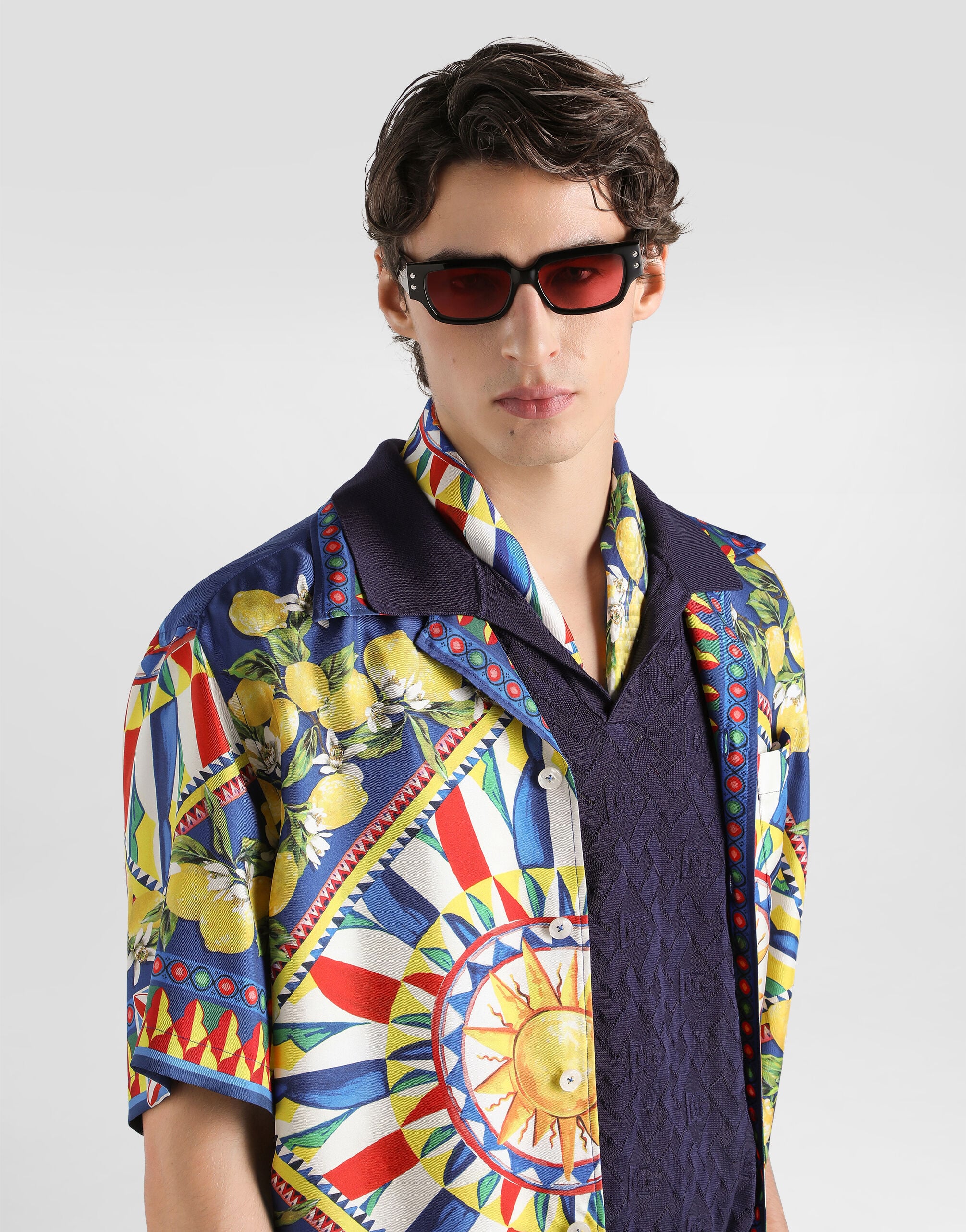 Carretto-print hawaii silk twill shirt in Multicolor for Men