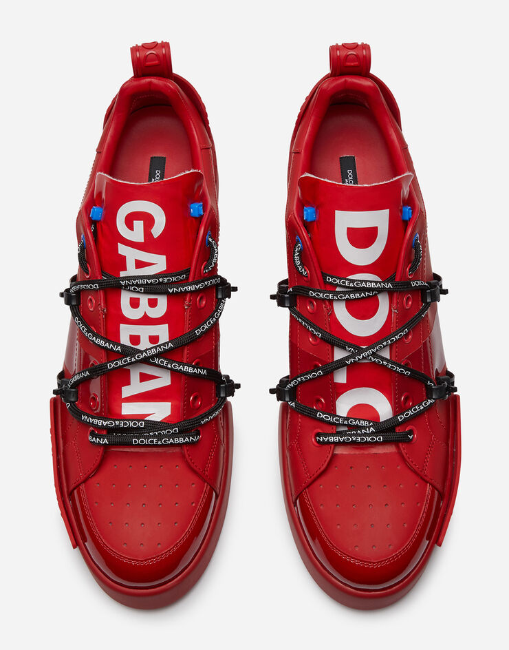 Dolce & Gabbana Sneakers Portofino en cuir de veau et verni Rouge CS1783AJ986