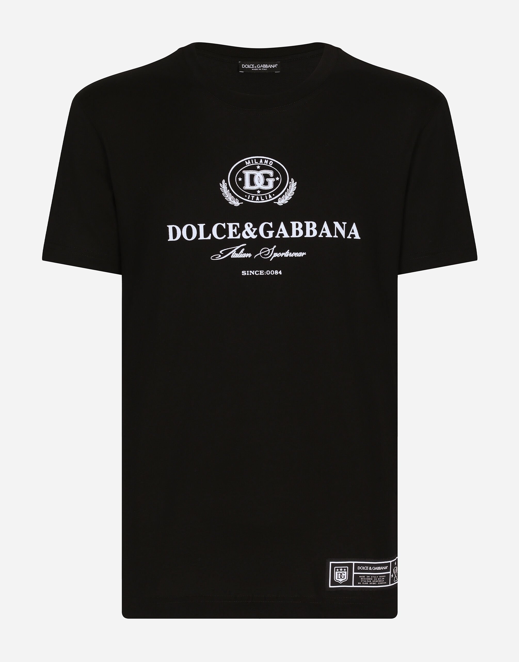 気質アップ ブラックのメンズ Tシャツ コットン ドルチェ＆ガッバーナロゴ トップス