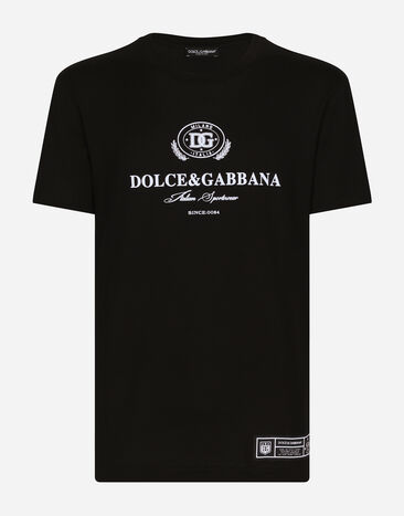 Dolce & Gabbana Cotton T-shirt with Dolce&Gabbana logo print Black G8RN8TG7NUC