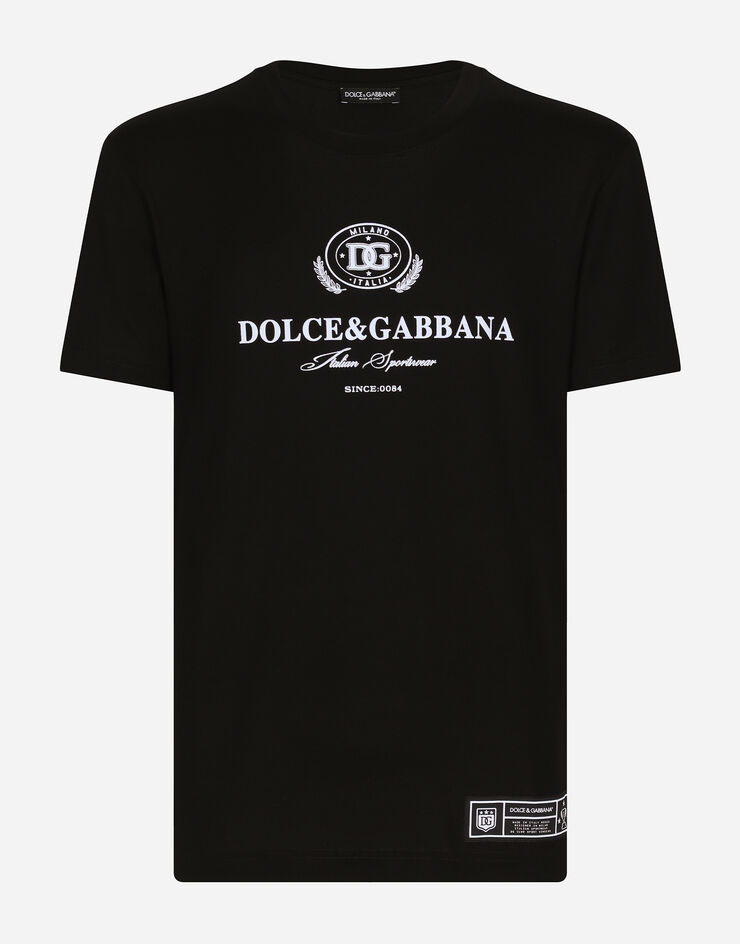 Dolce & Gabbana Camiseta de algodón con logotipo Dolce&Gabbana estampado Negro G8RN8TG7NUC