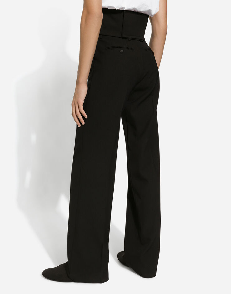 Dolce & Gabbana Pantalon jambe droite en laine Noir GYZMHTFU27J