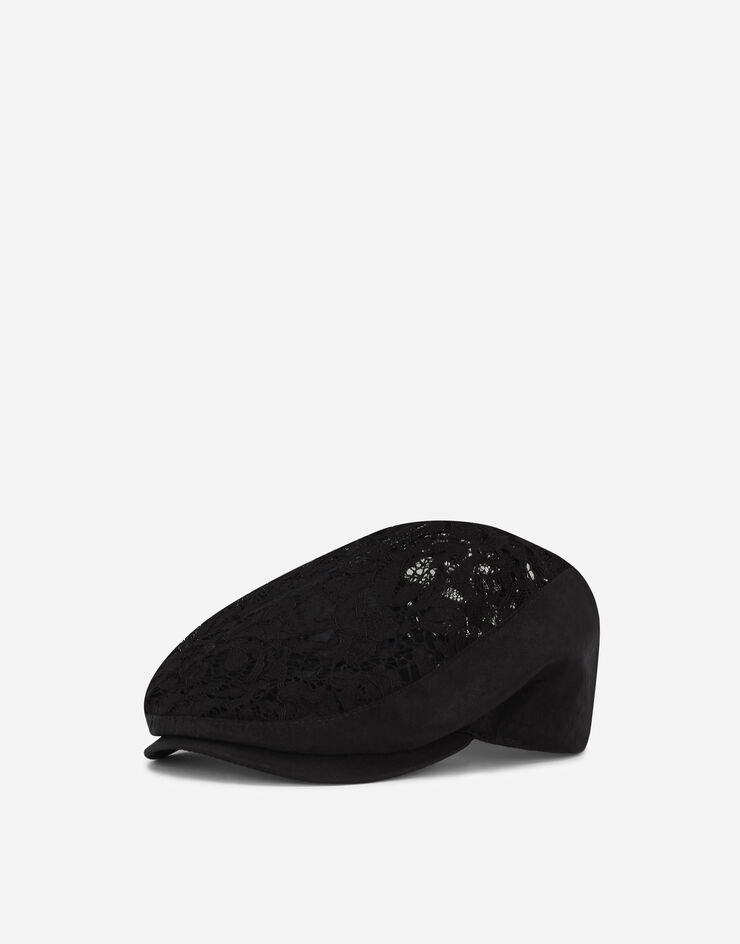 Dolce & Gabbana Casquette plate en dentelle Noir GH857AGF621