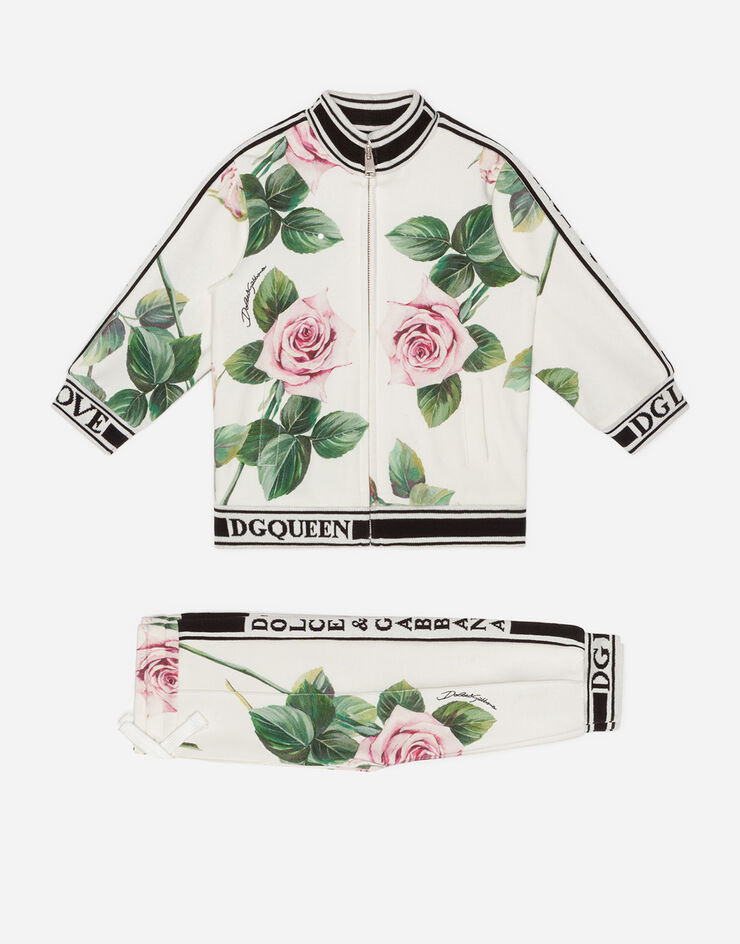 Dolce & Gabbana INTERLOCK TRACKSUIT WITH TROPICAL ROSE PRINT FLORAL PRINT L2JY15FSGR7