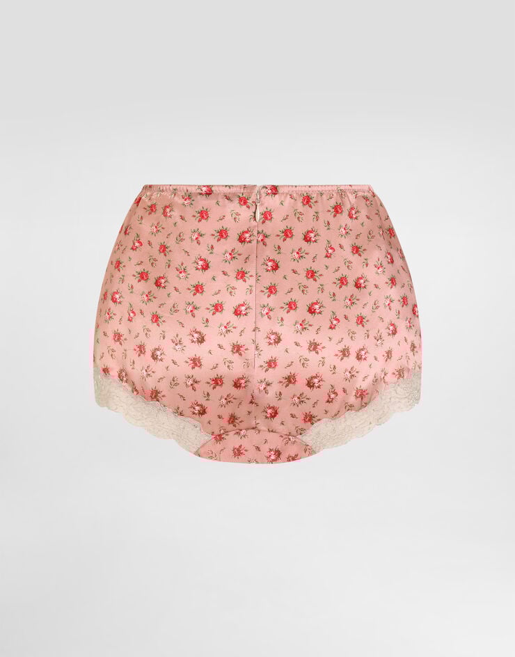 Dolce & Gabbana Small rose-print lace and satin briefs Multicolor O2E02TON0E3