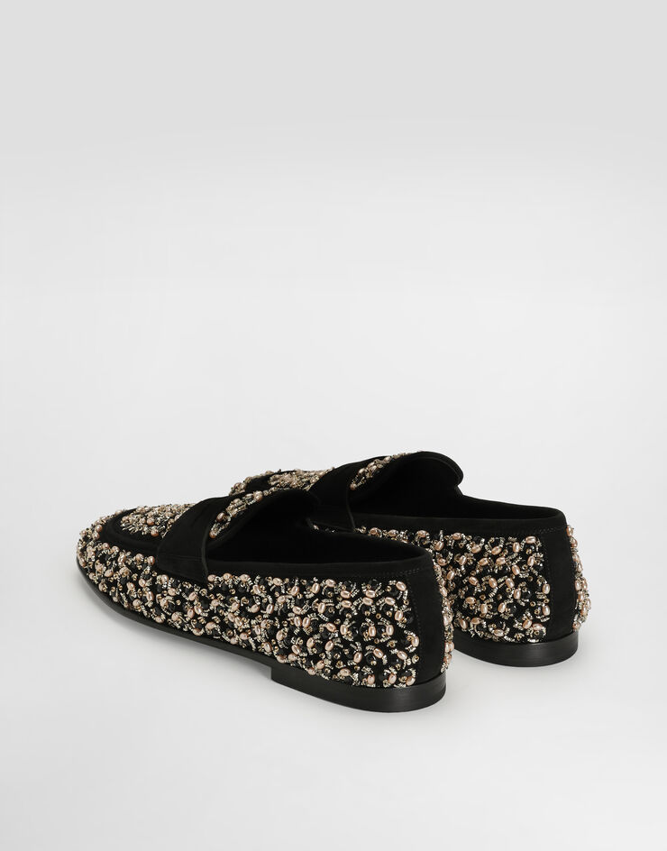 Dolce & Gabbana Suede slipper with embroidery Dolce & Gabbana Suede slipper with embroidery Black A50755A0184