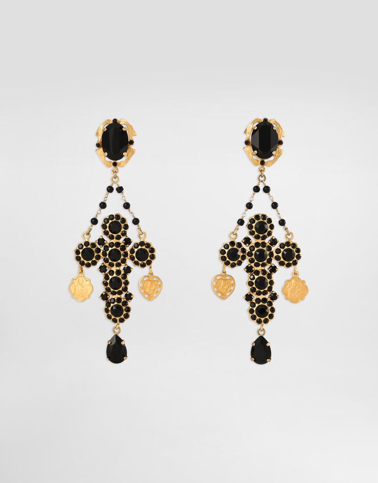 Dolce & Gabbana Drop earrings with teardrop rhinestone and cross detailing Multicolor WER4C4W1111