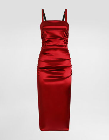 Dolce & Gabbana Stretch satin fitted dress Bordeaux F6TYJTFURAD