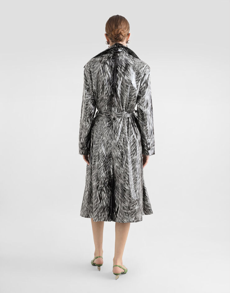 Dolce & Gabbana Gabardina de raso revestido con estampado de piel de animal Gris F0W2DTFSUBJ