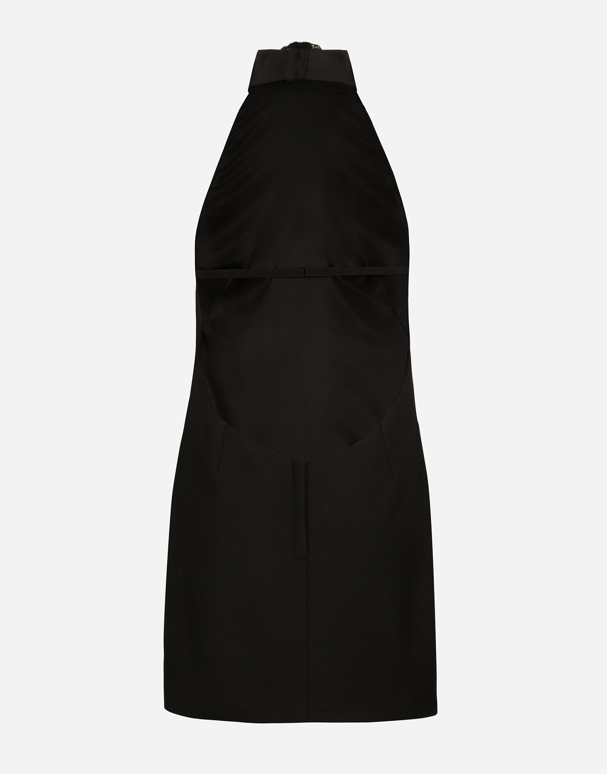 Short woolen dress with rear neckline in Black for Women