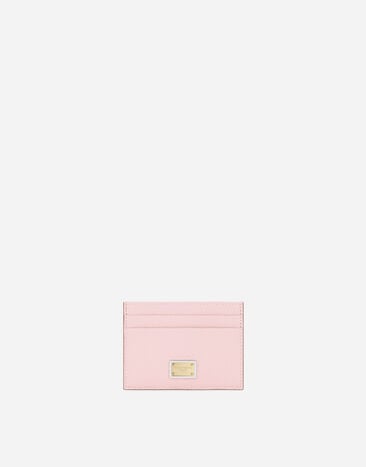 Dolce & Gabbana Calfskin card holder with plate Pink BI0330A1001