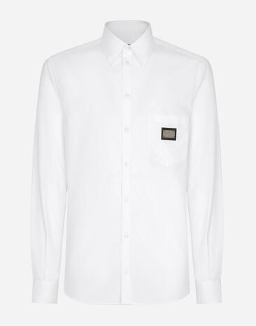 Dolce & Gabbana 로고 태그 마티니 핏 코튼 셔츠 블랙 VG4390VP187