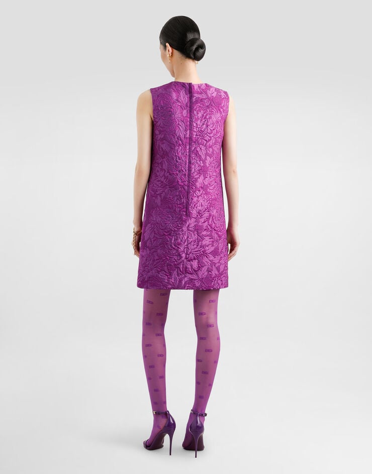 Dolce & Gabbana Brokatkleid mit Pfingstrosenmotiv Violett F6AMRTHJMQO