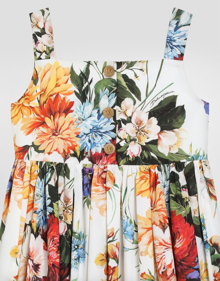 Dolce & Gabbana Kleid aus Popeline mit Blumenprint Drucken L54DH8HS5TV