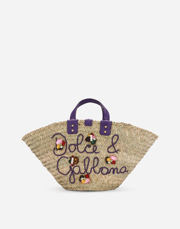 Dolce & Gabbana Straw Kendra bag with embroidery Yellow BB7694AV860