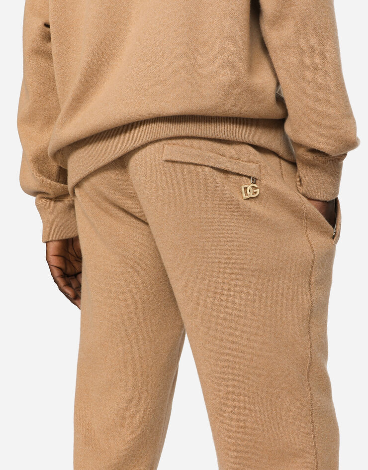 Dolce & Gabbana Cashmere jogging pants with DG logo Beige GXK89TJAWK8