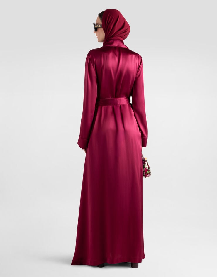 Dolce & Gabbana Single-breasted silk satin robe-style coat Bordeaux I0B65ZFU1AU