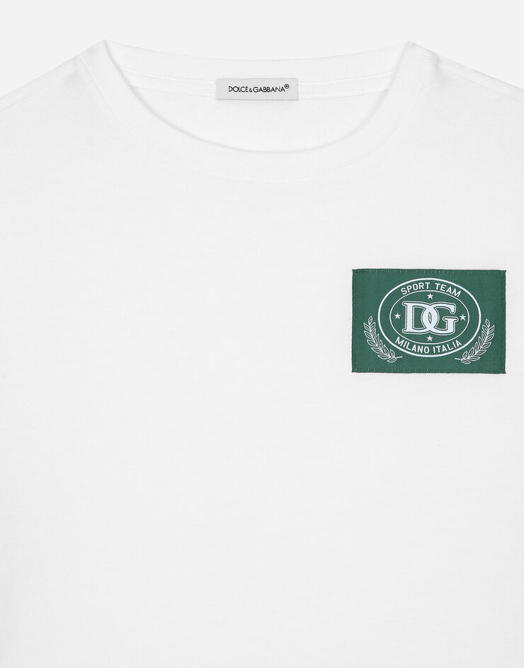 Dolce & Gabbana Camiseta de punto con estampado integral Maiolica verde Blanco L4JTHVG7NVA