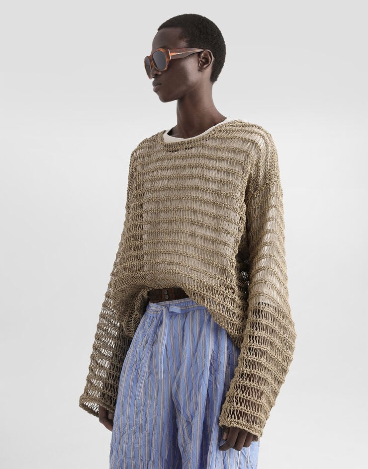 Dolce & Gabbana Cotton-linen pullover Beige GXXBFTJGMGG