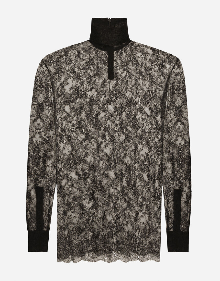 Loose lace turtleneck with shirt cuffs
